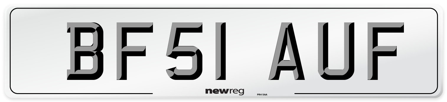 BF51 AUF Number Plate from New Reg